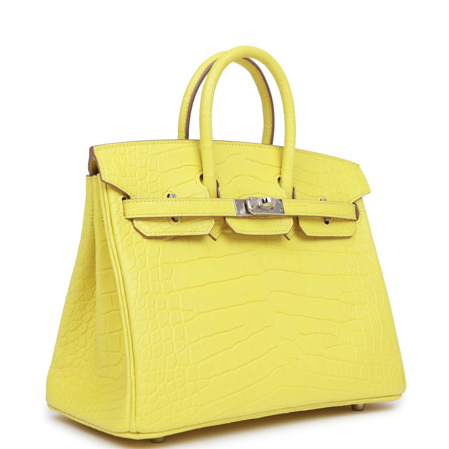 HMS Birkin 25 Lime Matte Alligator Palladium Hardware