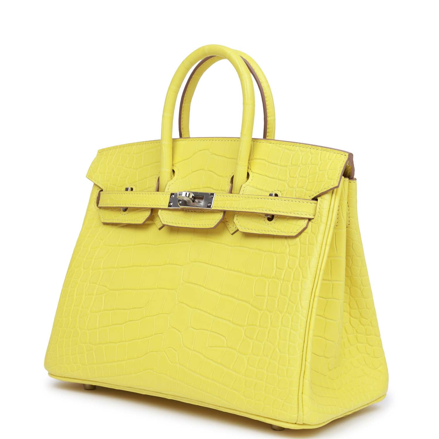 HMS Birkin 25 Lime Matte Alligator Palladium Hardware