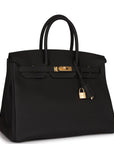 HMS Birkin 35 Black Togo Gold Hardware