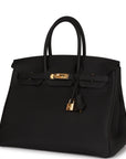 HMS Birkin 35 Black Togo Gold Hardware
