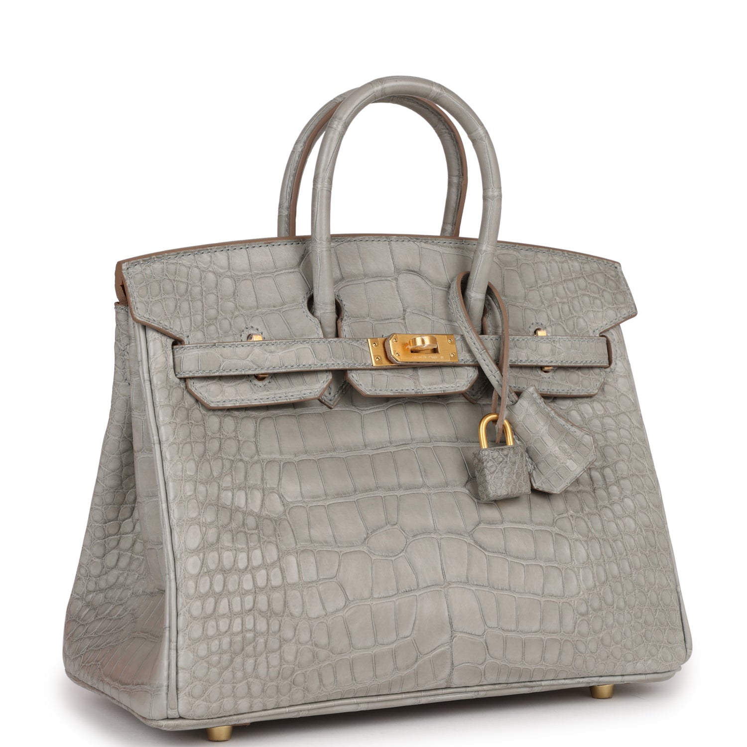 HMS Special Order (HSS) Birkin 25 Gris Perle Verso Matte Alligator Brushed Gold Hardware