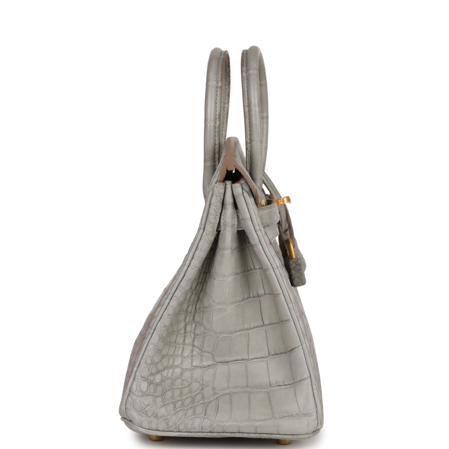 HMS Special Order (HSS) Birkin 25 Gris Perle Verso Matte Alligator Brushed Gold Hardware