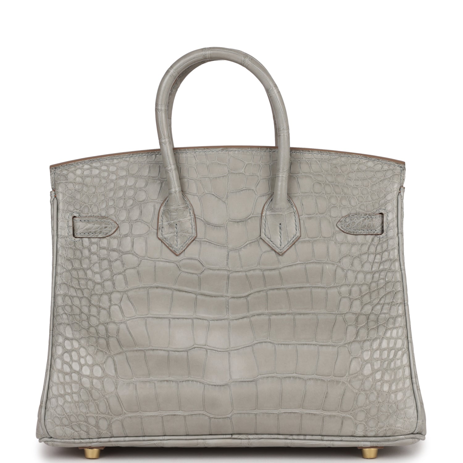 HMS Special Order (HSS) Birkin 25 Gris Perle Verso Matte Alligator Brushed Gold Hardware