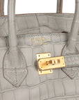 HMS Special Order (HSS) Birkin 25 Gris Perle Verso Matte Alligator Brushed Gold Hardware