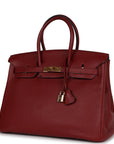 Top Quality HMS Birkin 35 Rouge H Togo Gold Hardware