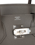 HMS Birkin Sellier 30 Gris Meyer Epsom Palladium Hardware