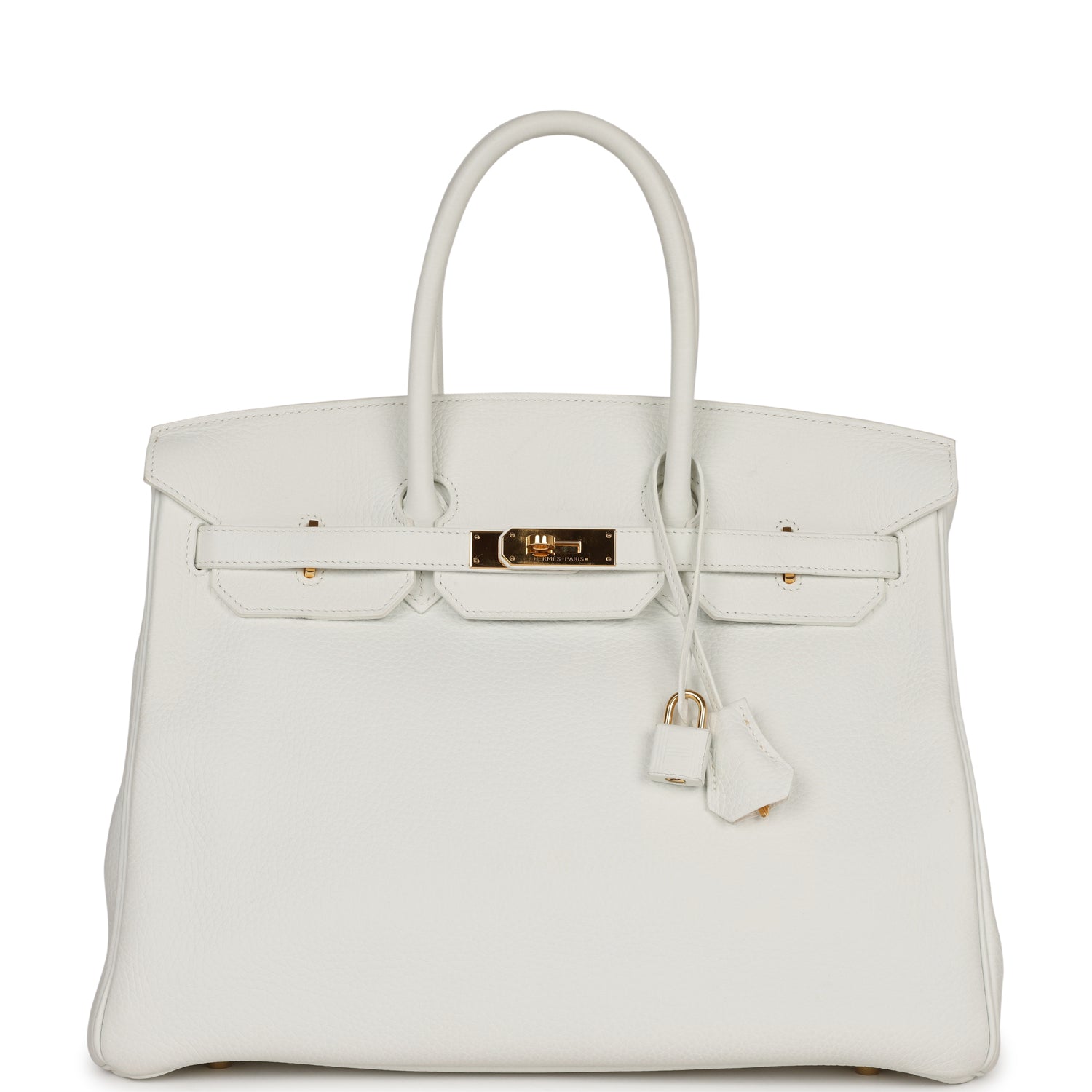 Top Quality HMS Birkin 35 White Clemence Gold Hardware