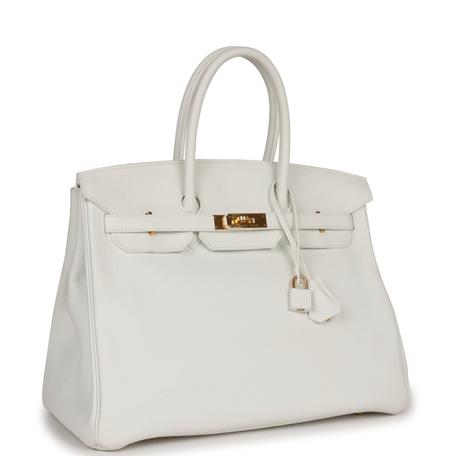 Top Quality HMS Birkin 35 White Clemence Gold Hardware