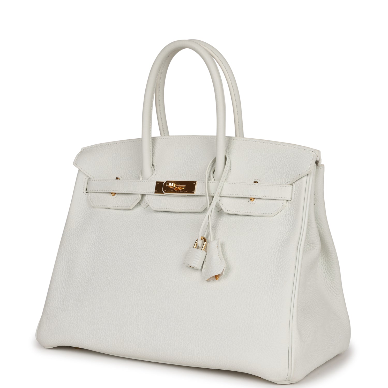 Top Quality HMS Birkin 35 White Clemence Gold Hardware