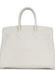 Top Quality HMS Birkin 35 White Clemence Gold Hardware