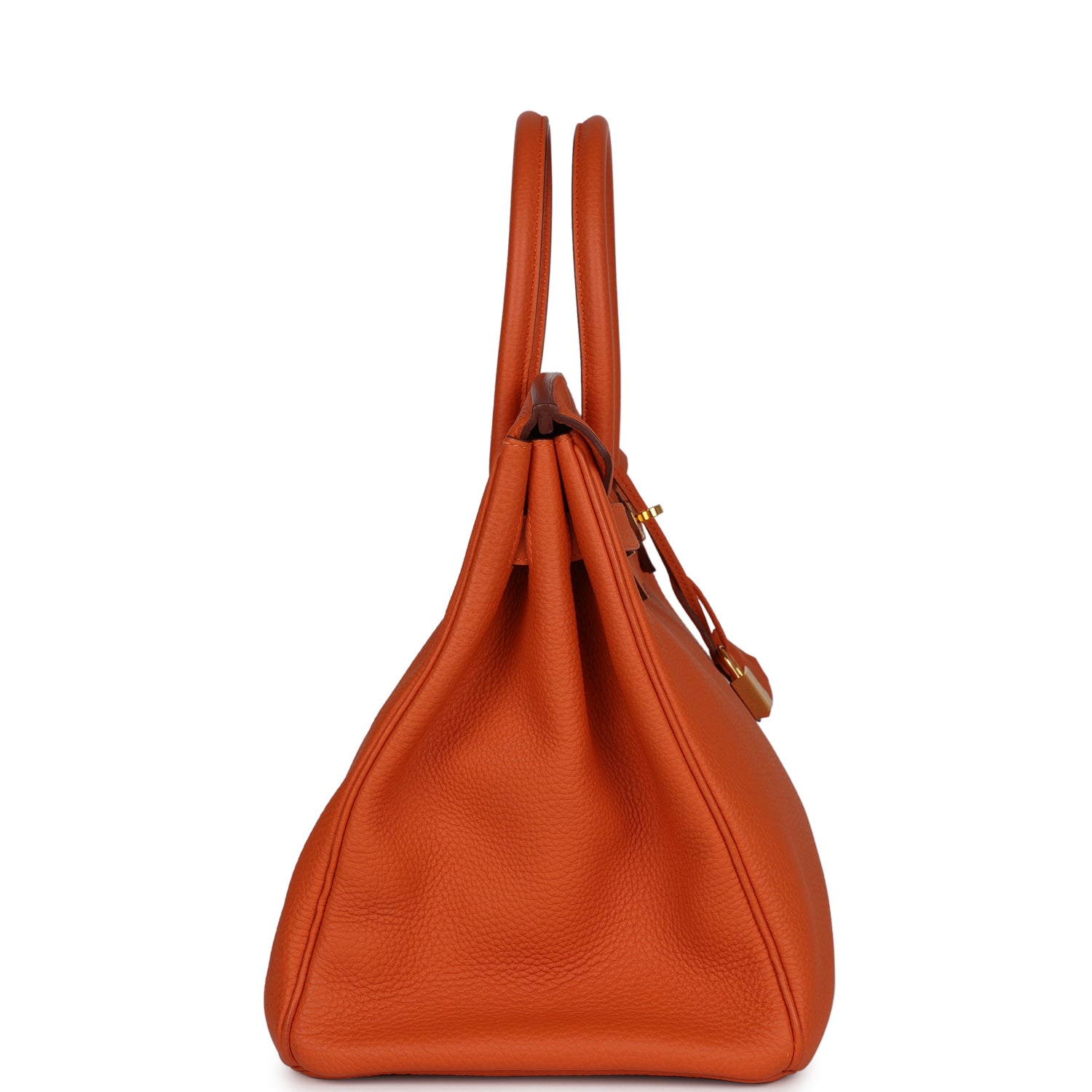 Top Quality HMS Birkin 35 Orange H Clemence Gold Hardware