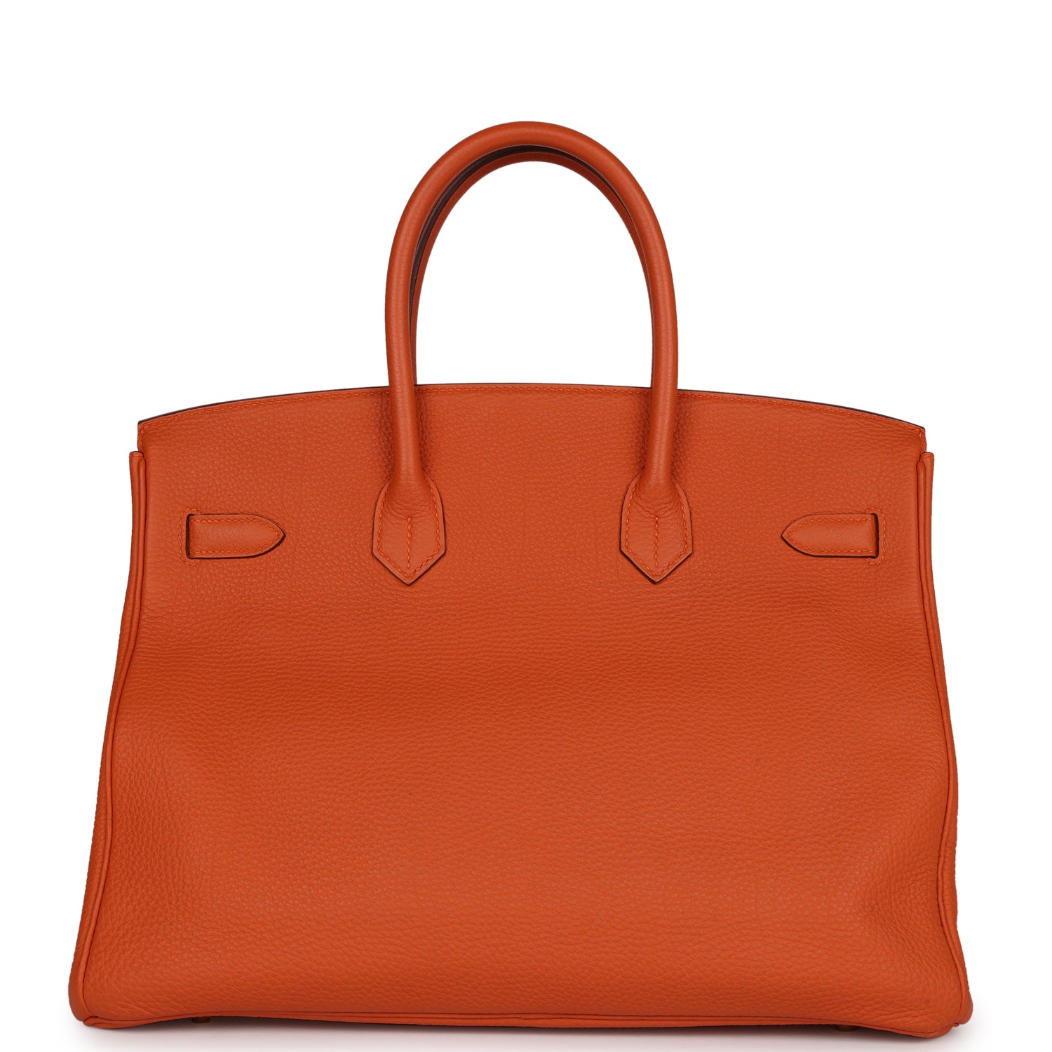 Top Quality HMS Birkin 35 Orange H Clemence Gold Hardware