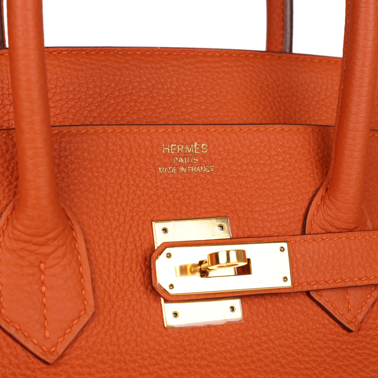Top Quality HMS Birkin 35 Orange H Clemence Gold Hardware