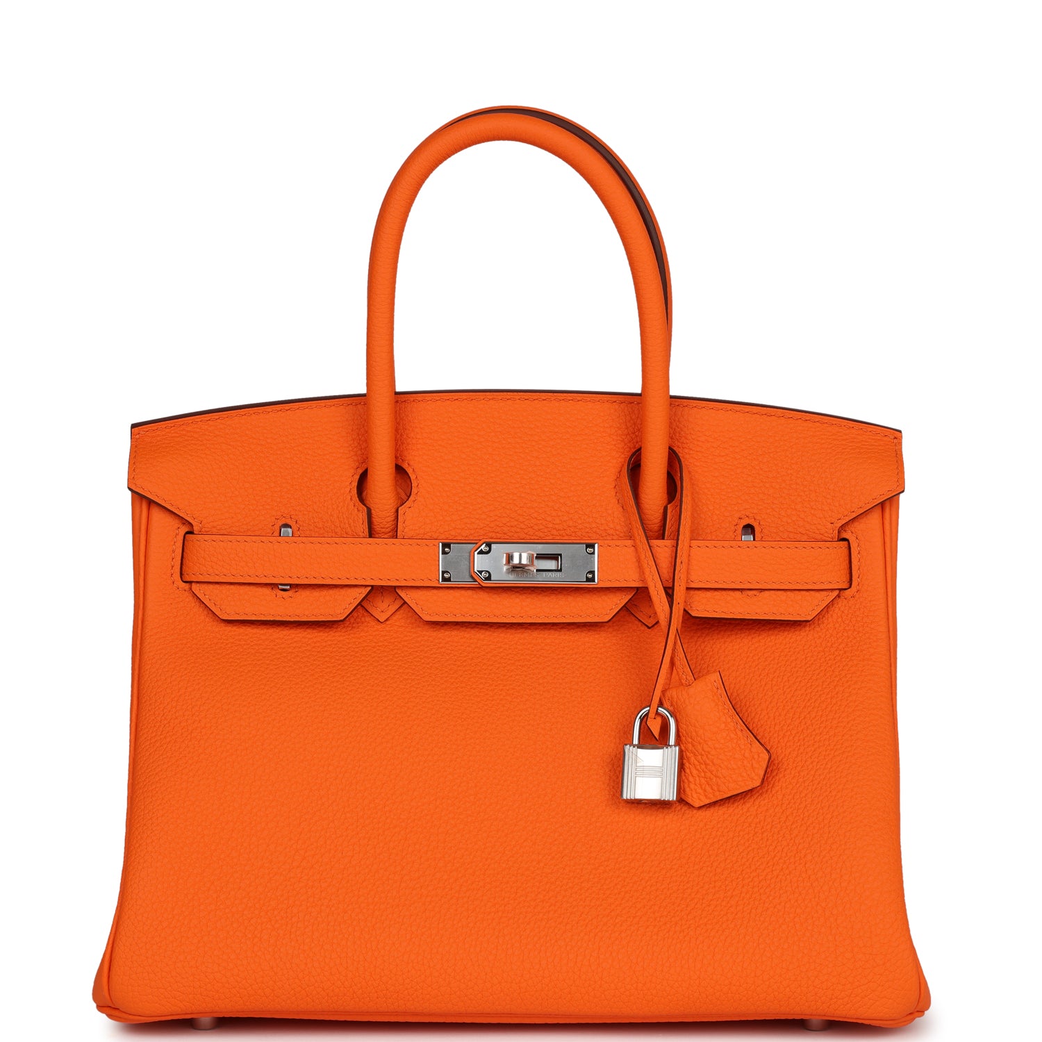 HMS Birkin 30 Orange Minium Togo Palladium Hardware