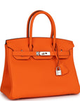 HMS Birkin 30 Orange Minium Togo Palladium Hardware