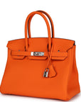 HMS Birkin 30 Orange Minium Togo Palladium Hardware
