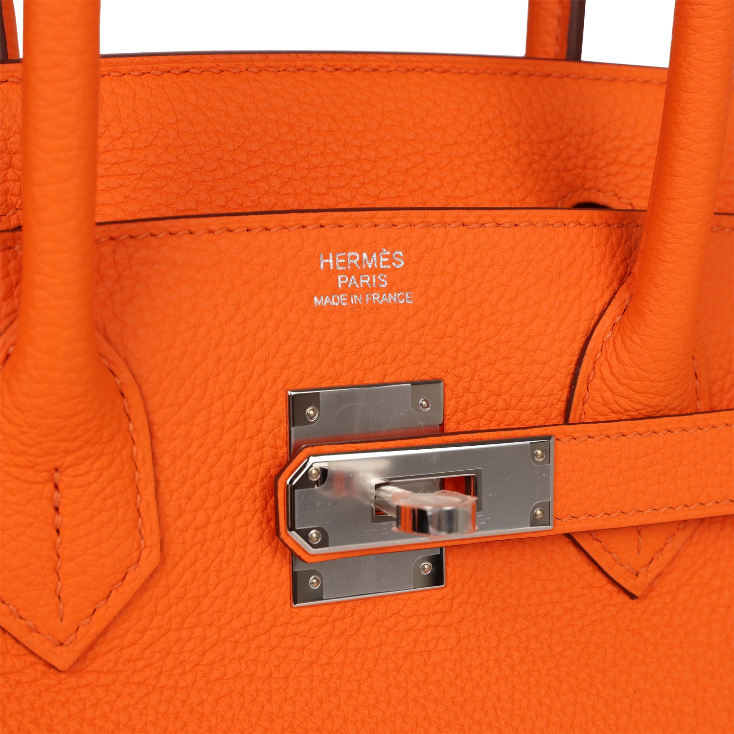 HMS Birkin 30 Orange Minium Togo Palladium Hardware