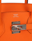HMS Birkin 30 Orange Minium Togo Palladium Hardware