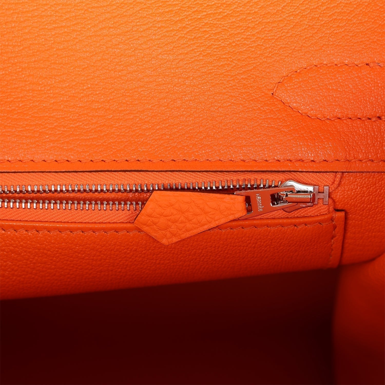 HMS Birkin 30 Orange Minium Togo Palladium Hardware