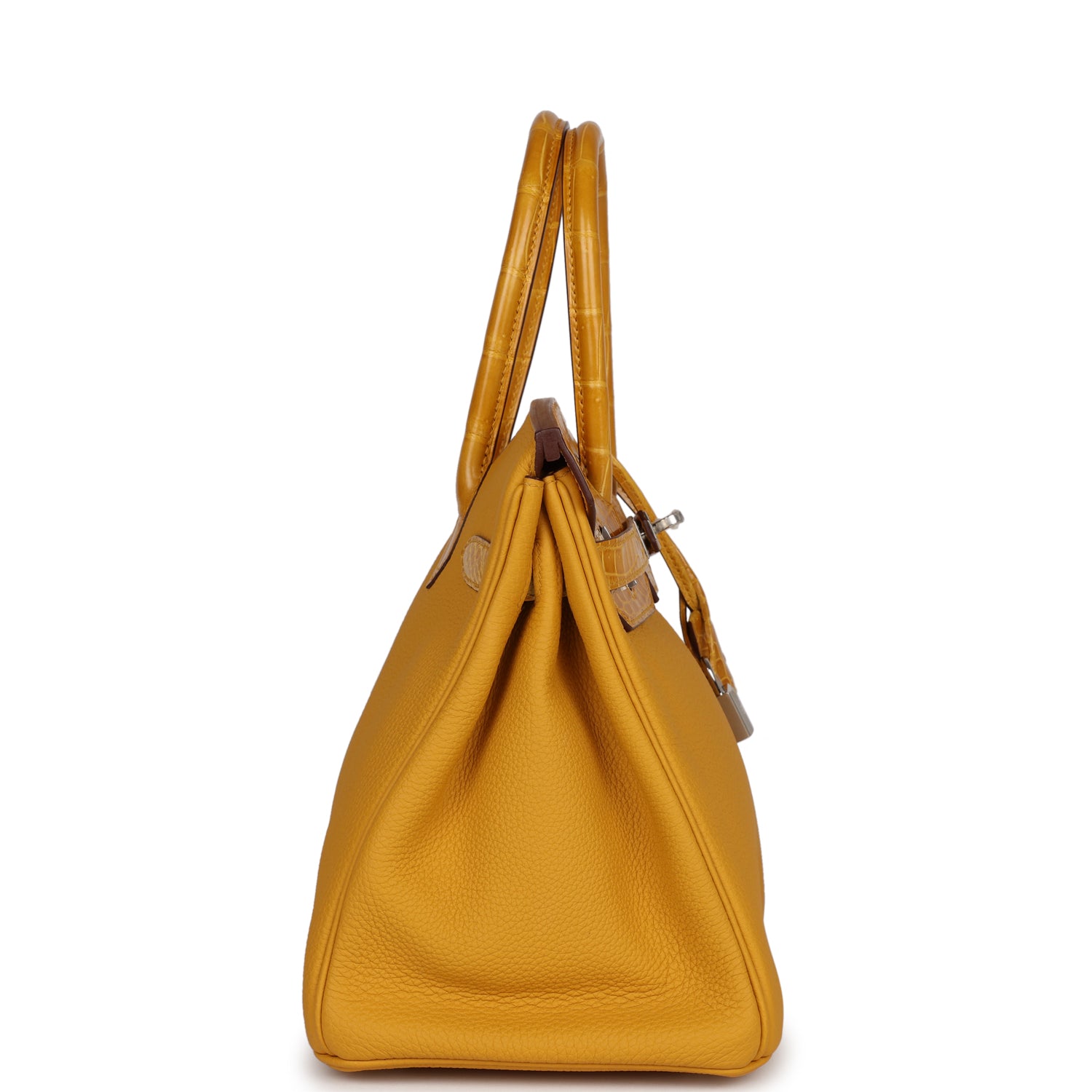HMS Birkin 30 Jaune Ambre Shiny Niloticus Crocodile and Togo Touch Palladium Hardware