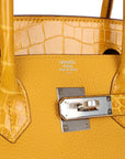 HMS Birkin 30 Jaune Ambre Shiny Niloticus Crocodile and Togo Touch Palladium Hardware