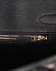HMS Birkin 30 Black Shiny Crocodile Porosus Gold Hardware
