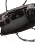 HMS Birkin 30 Black Shiny Crocodile Porosus Gold Hardware