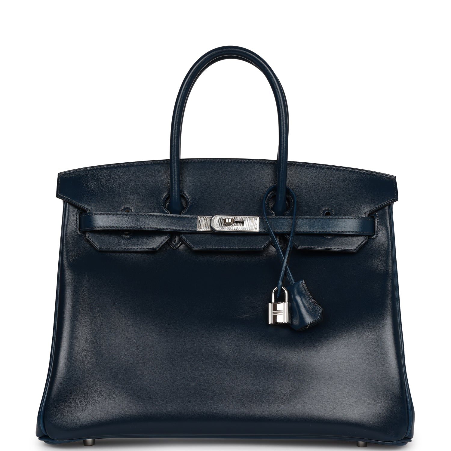 Top Quality HMS Birkin 35 Bleu De Prusse Box Calf Guilloché Palladium Hardware