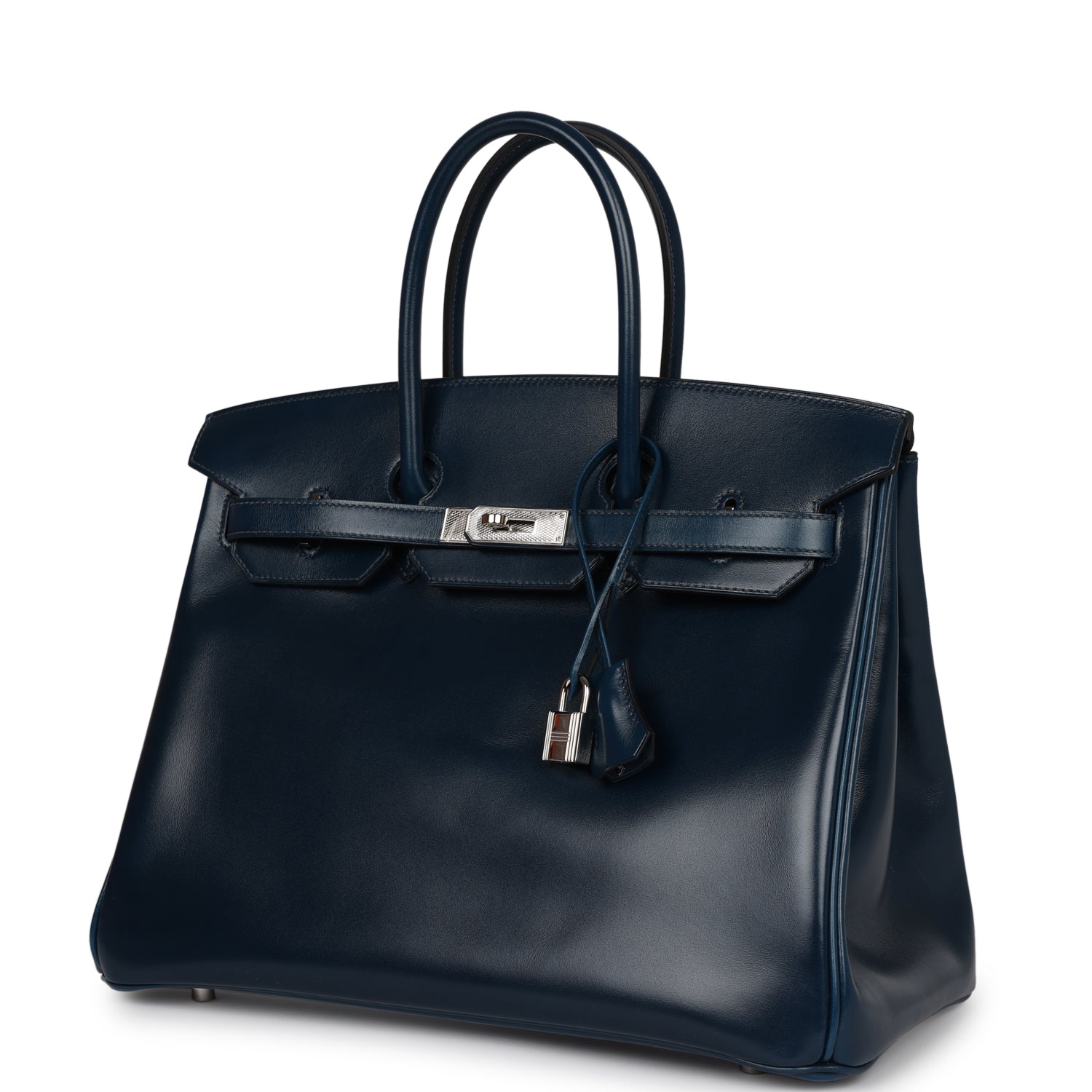Top Quality HMS Birkin 35 Bleu De Prusse Box Calf Guilloché Palladium Hardware