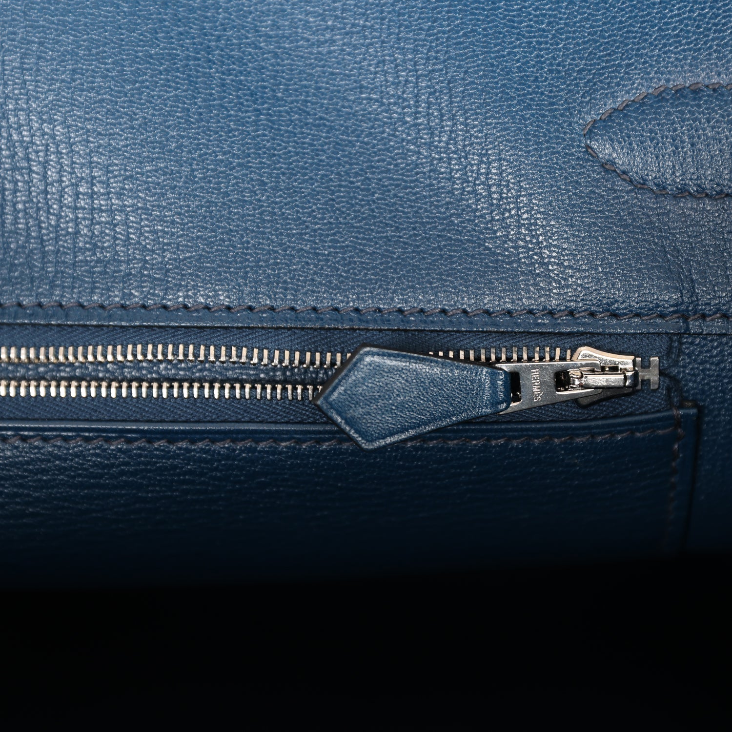 Top Quality HMS Birkin 35 Bleu De Prusse Box Calf Guilloché Palladium Hardware