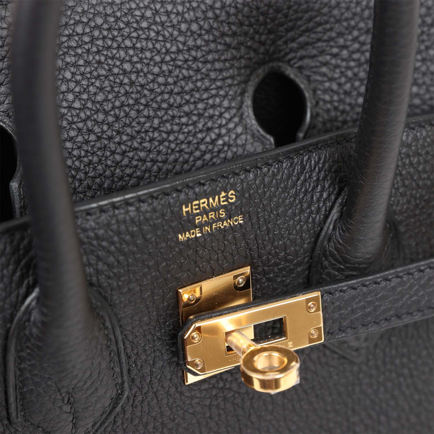 HMS Birkin 25 Black Togo Gold Hardware