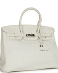 Top Quality HMS Birkin 35 White Togo Palladium Hardware