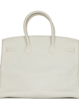 Top Quality HMS Birkin 35 White Togo Palladium Hardware