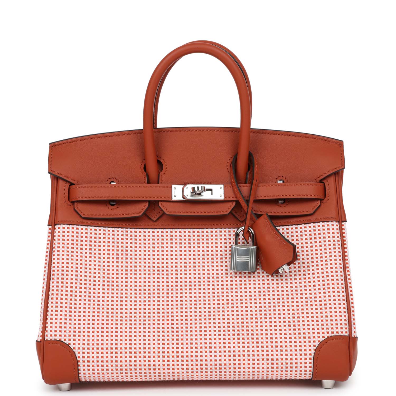HMS Quadrille Birkin 25 Sanguine Swift and Toile Palladium Hardware