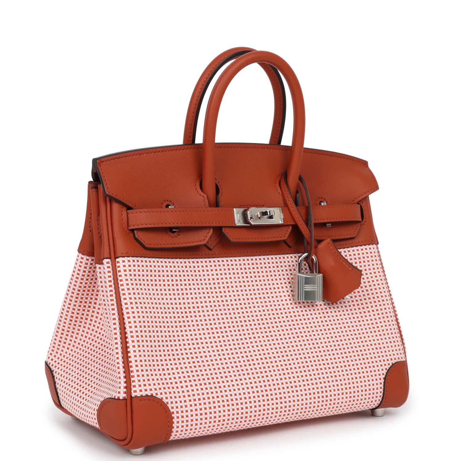 HMS Quadrille Birkin 25 Sanguine Swift and Toile Palladium Hardware