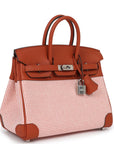 HMS Quadrille Birkin 25 Sanguine Swift and Toile Palladium Hardware