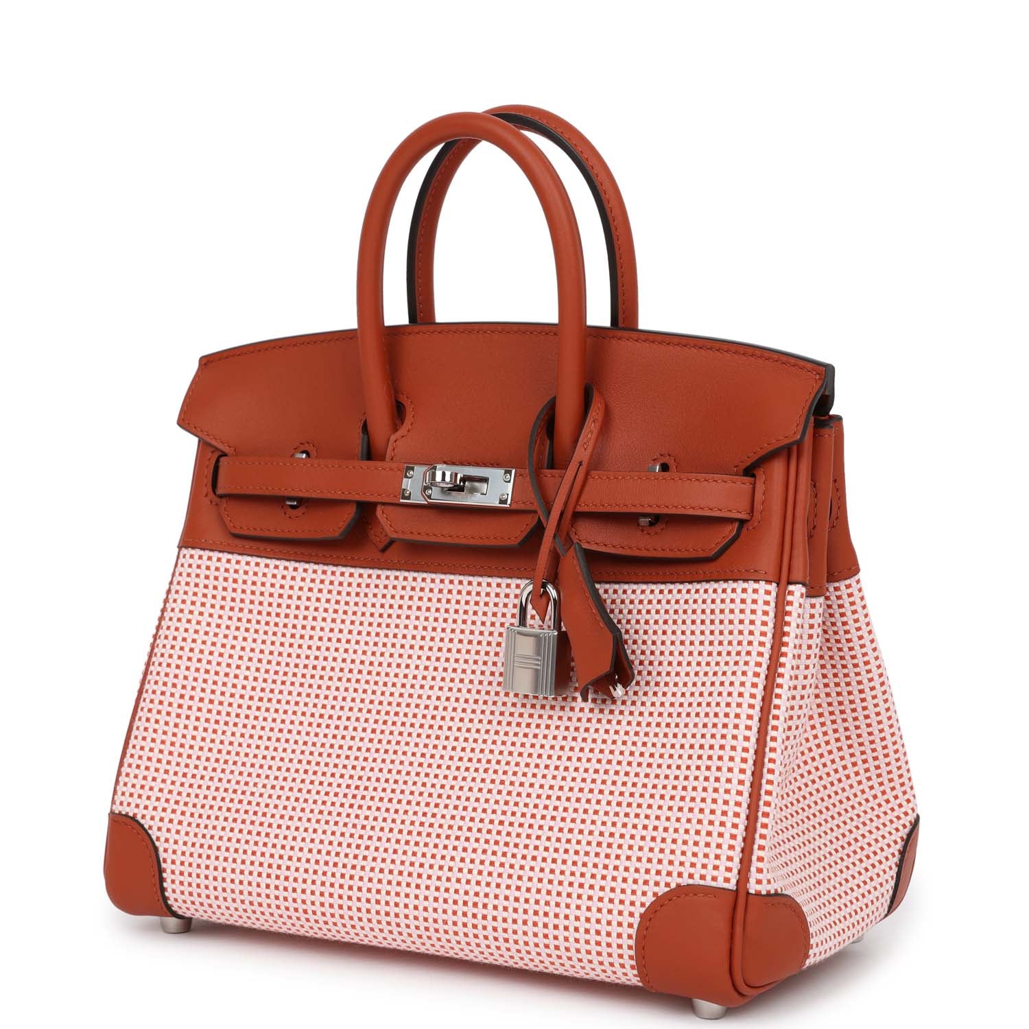 HMS Quadrille Birkin 25 Sanguine Swift and Toile Palladium Hardware