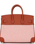 HMS Quadrille Birkin 25 Sanguine Swift and Toile Palladium Hardware