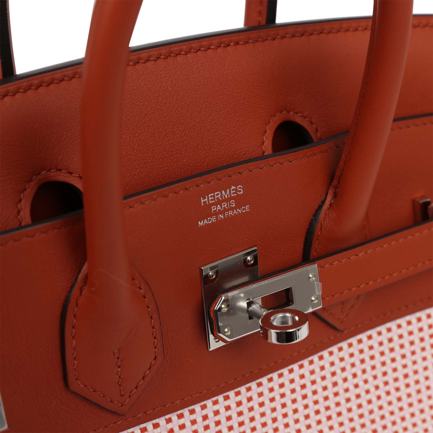 HMS Quadrille Birkin 25 Sanguine Swift and Toile Palladium Hardware