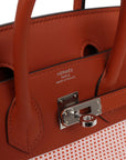 HMS Quadrille Birkin 25 Sanguine Swift and Toile Palladium Hardware