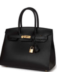 HMS Birkin Sellier 30 Black Madame Gold Hardware