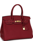 HMS Birkin 30 Rouge Grenat Togo Gold Hardware