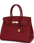 HMS Birkin 30 Rouge Grenat Togo Gold Hardware