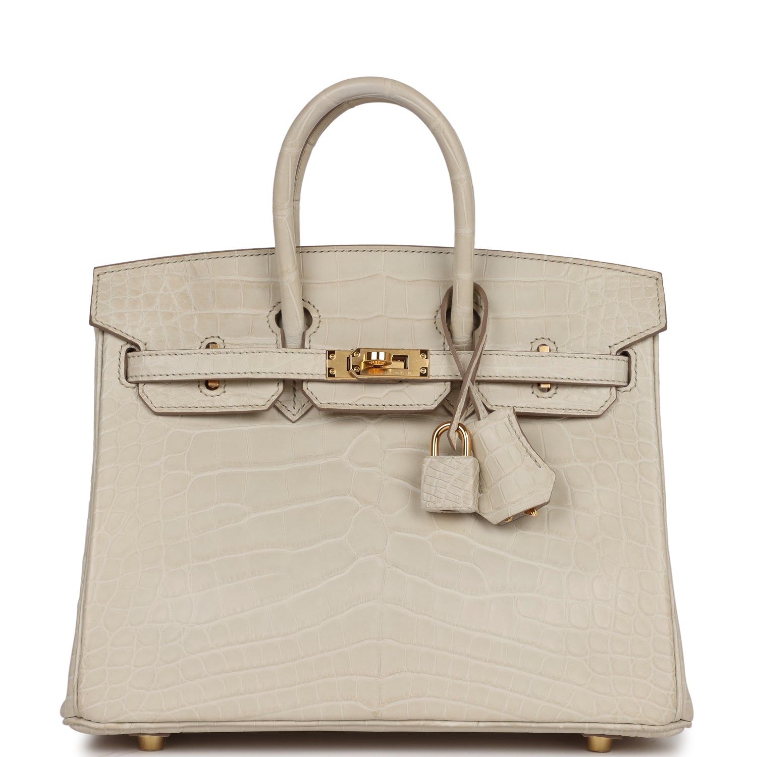 HMS Birkin 25 Beton Matte Alligator Gold Hardware