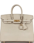 HMS Birkin 25 Beton Matte Alligator Gold Hardware