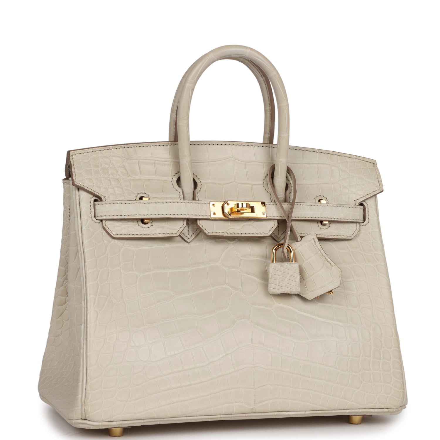 HMS Birkin 25 Beton Matte Alligator Gold Hardware