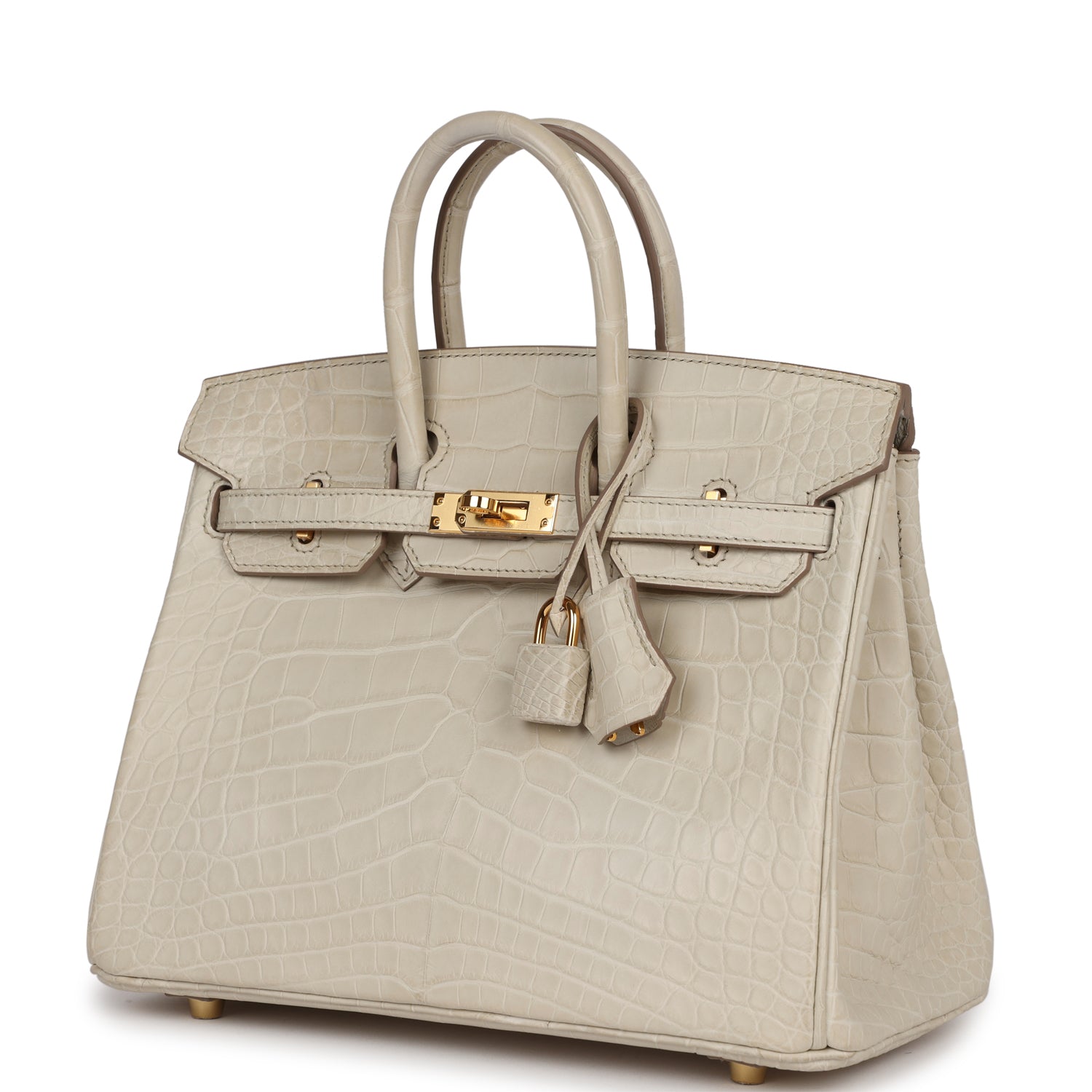 HMS Birkin 25 Beton Matte Alligator Gold Hardware