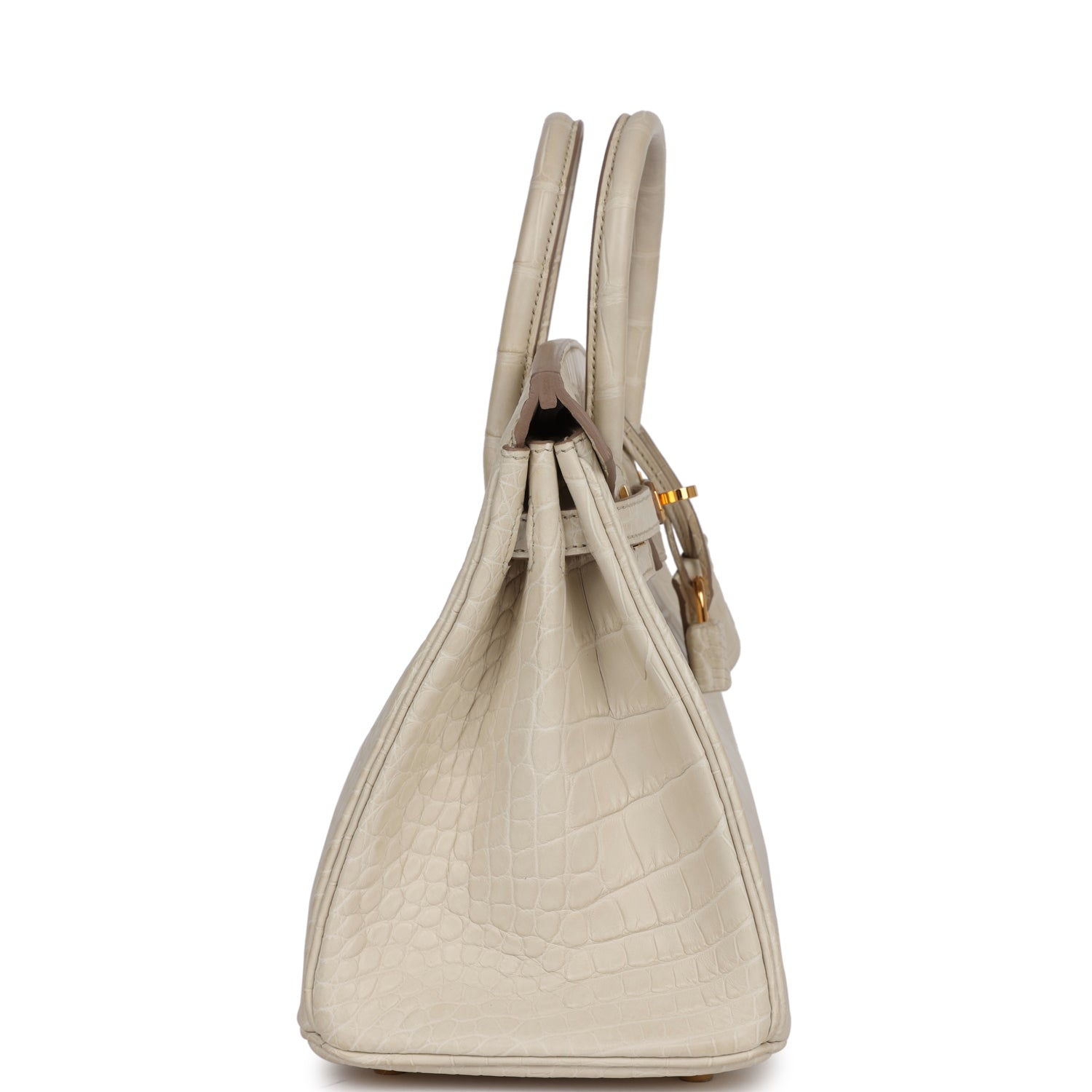 HMS Birkin 25 Beton Matte Alligator Gold Hardware