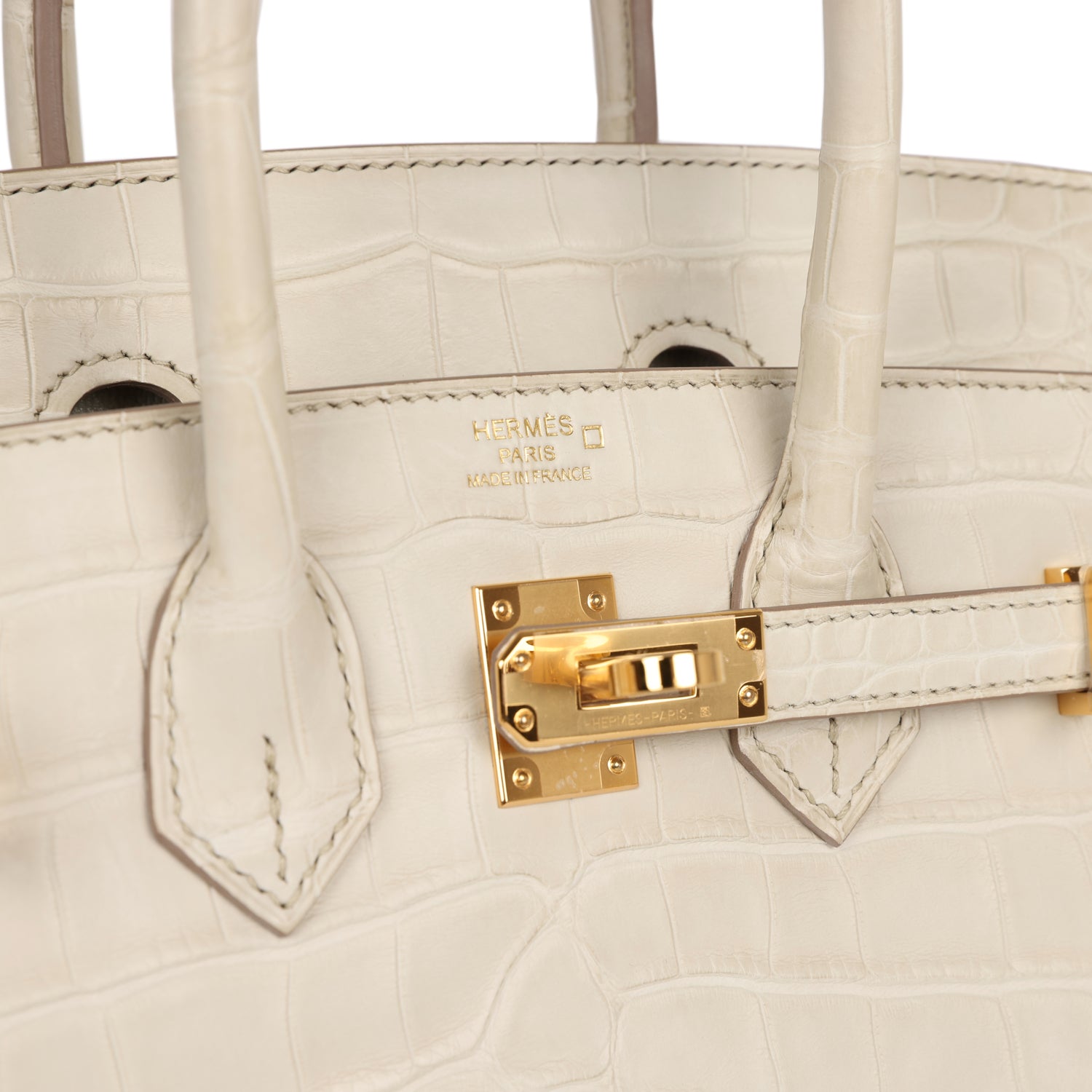 HMS Birkin 25 Beton Matte Alligator Gold Hardware