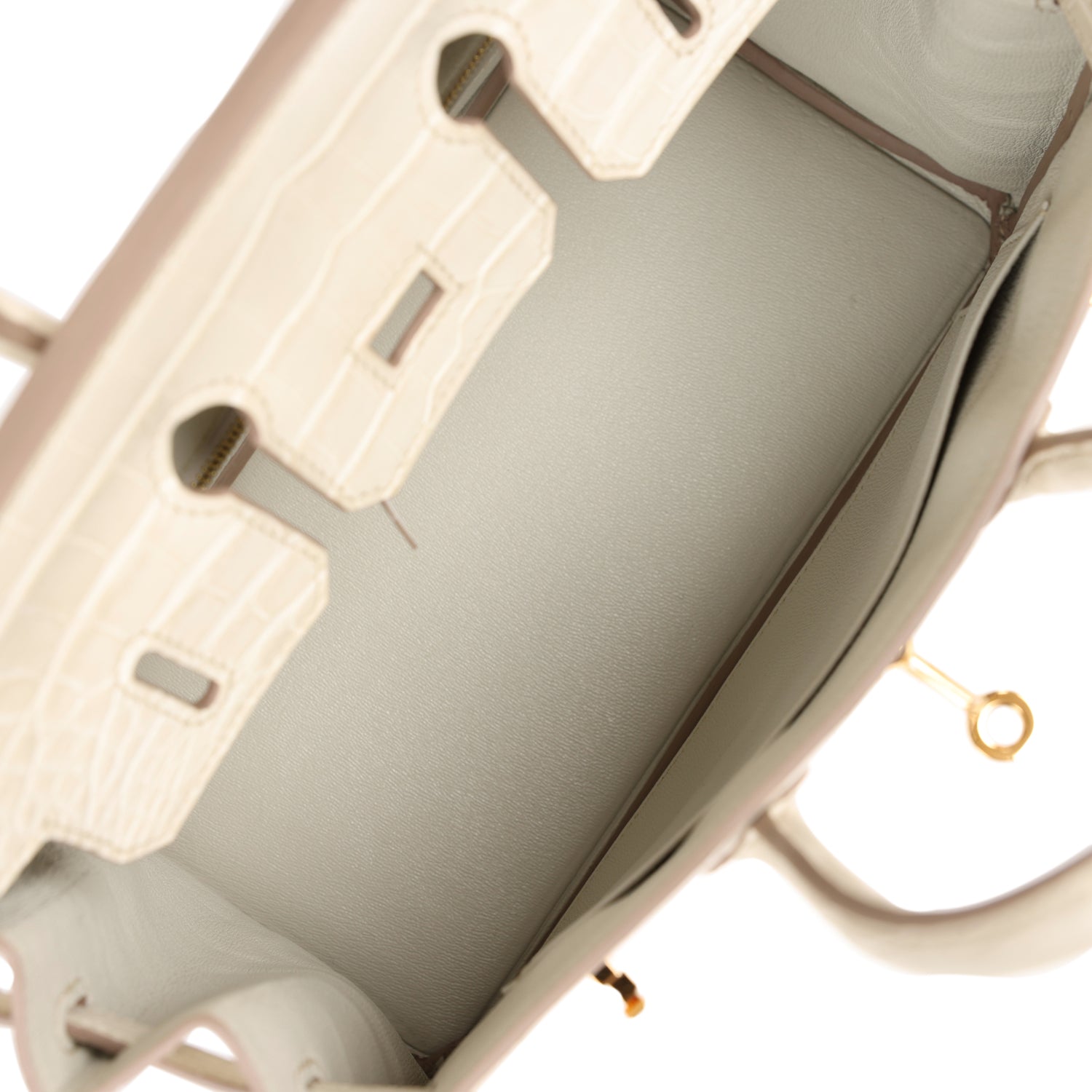 HMS Birkin 25 Beton Matte Alligator Gold Hardware